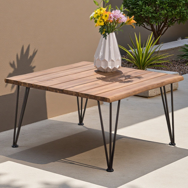 INDUSTRIAL WOOD AND METAL COFFEE TABLE