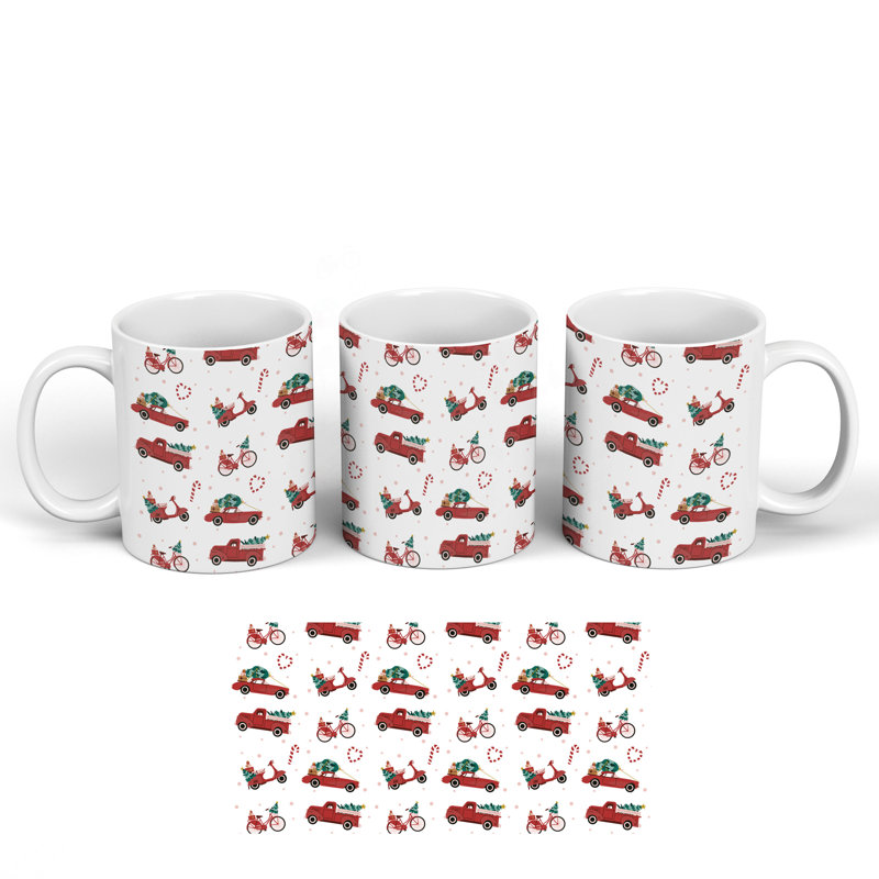 Festive Transport Pattern Christmas Ceramic Classic Mug