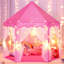 Tente de jeu Princess Castle pour filles - Grande maisonnette pour enfants rose avec lumières en forme d'étoile, tente de jeu intérieure / extérieure portable avec sac de transport, bon cadeau pour tout-petits 