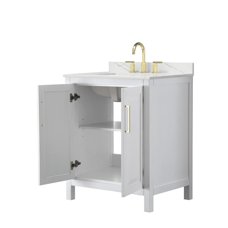 Daria 30'' W Vanity, White, Brushed Gold, Giotto Quartz
