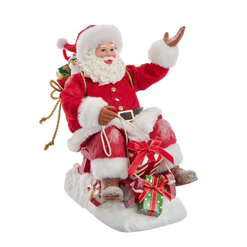  Fabriche Christmas Figurine, Santa with Sled, 10in