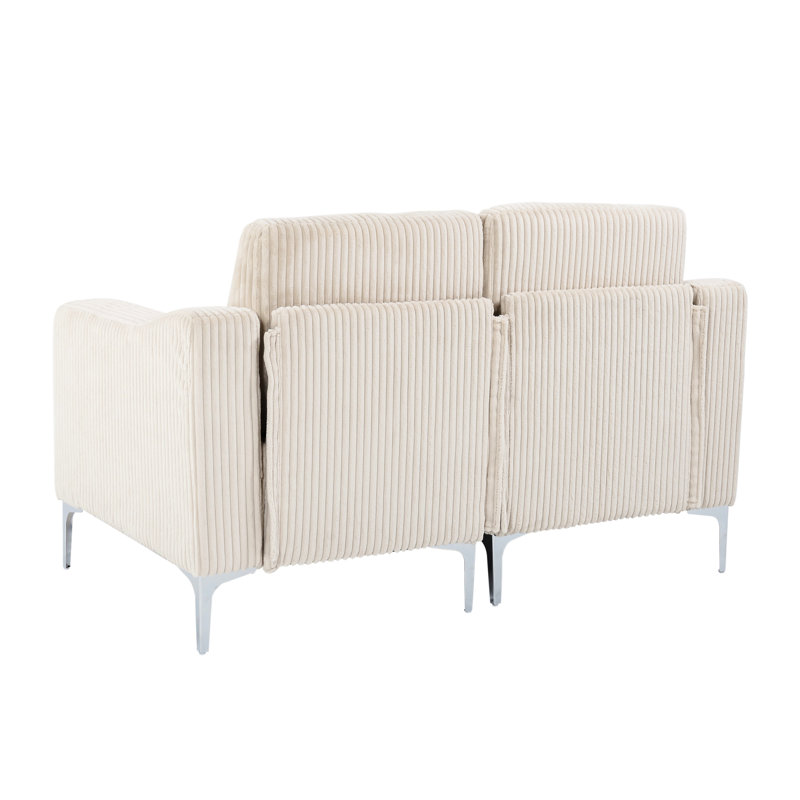 Canapé modulaire en velours côtelé beige à deux places, siège à ressorts à arc, conception modulaire, structure, étapes d'assemblage simples et siège à poches, solution sans effort