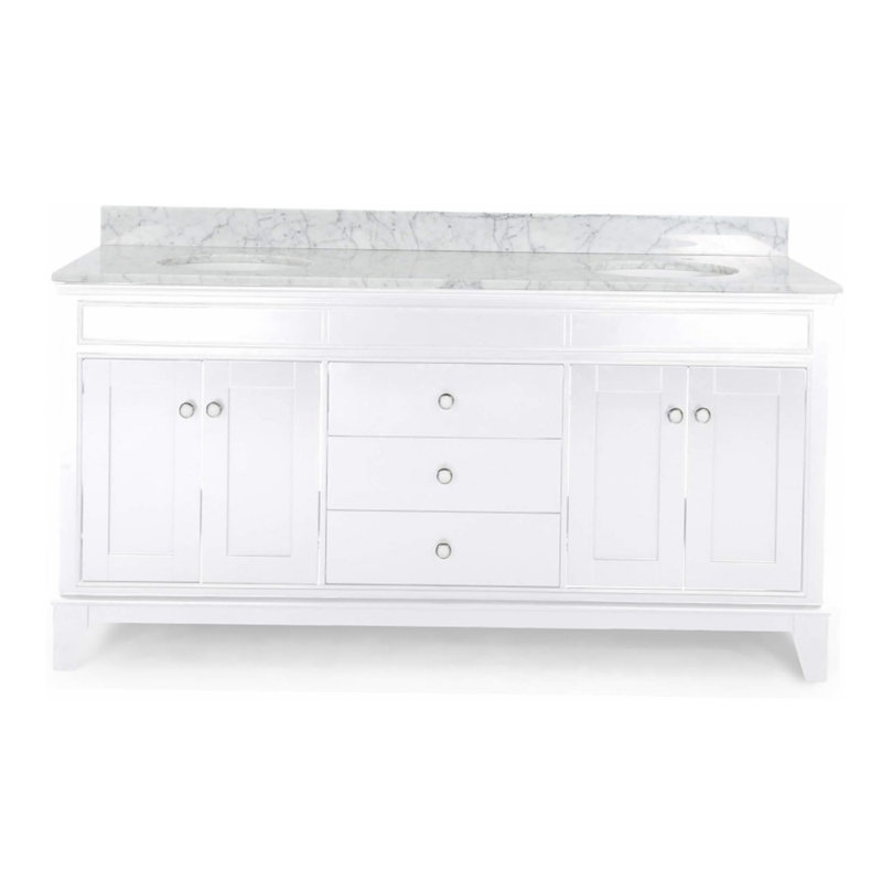Meuble-lavabo double 73,01 avec comptoir, Blanc