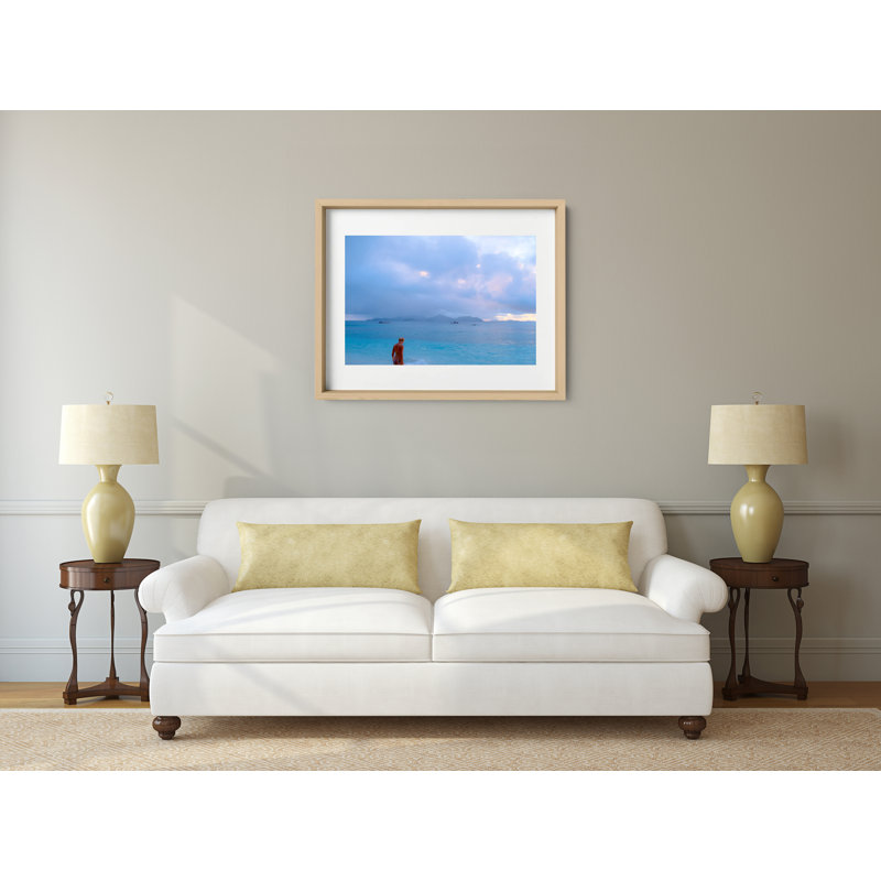 Caribbean Blue Print by Joseph Regan, 26" H x 36" W x 0.75" D, Natural