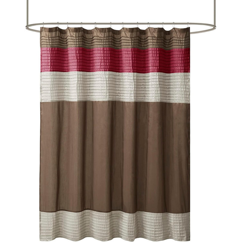 Polyester Shower Curtain Set, Red/Brown