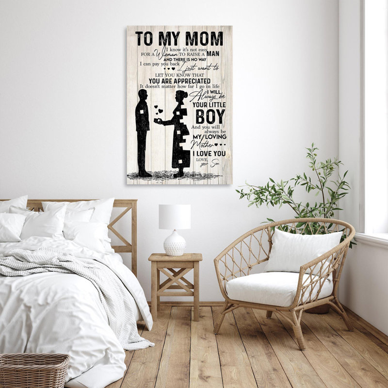 «To My Mom You Will Always Be My L 42», reproduction d'art graphique sur toile tendue, H 36 po x l 24 po x P 1,25 po