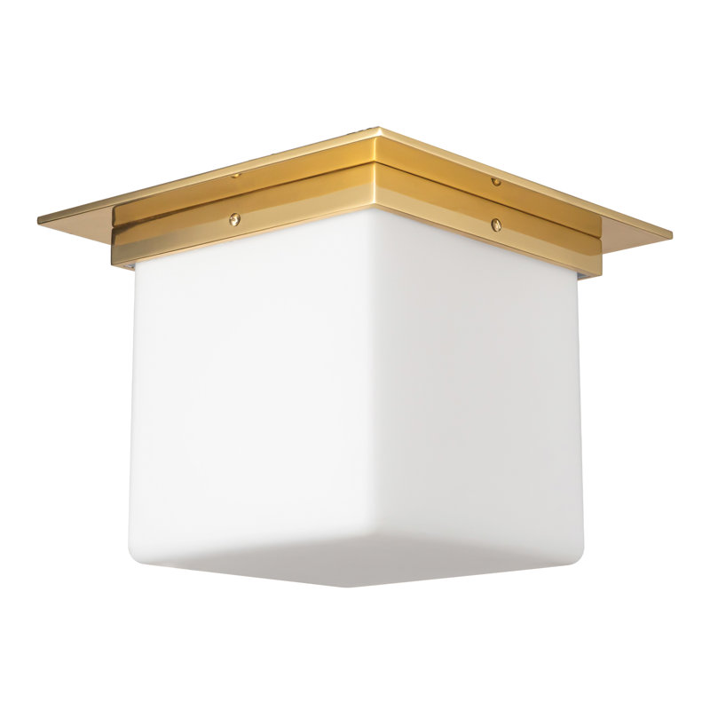 Mineral 11-in Brass Flush Mount, Opal Glass, Brass