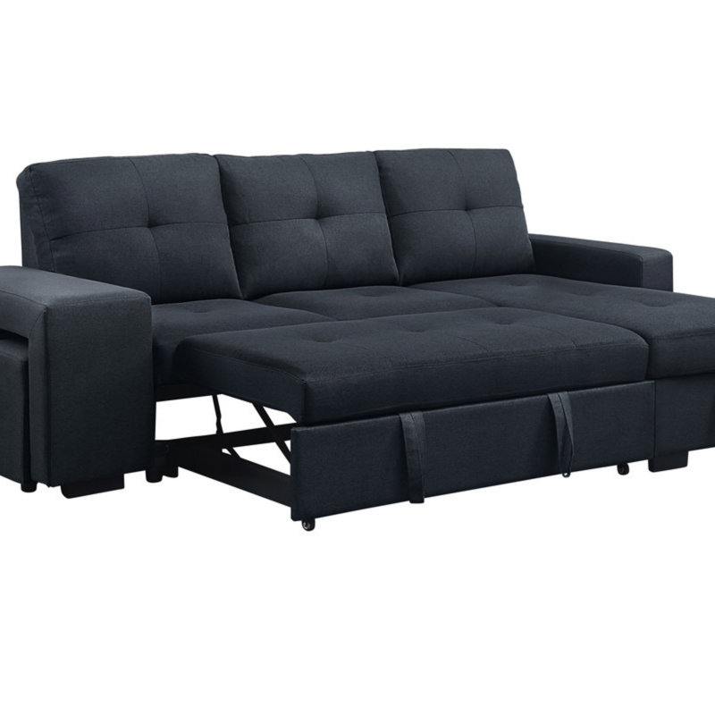 Canapé-lit modulaire en lin gris foncé 97 po avec rangement réversible 97 po