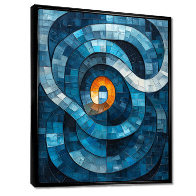 Obeline Modern Transitionalprismatic Maze Of Blue II - Art mural transitionnel pour le salon