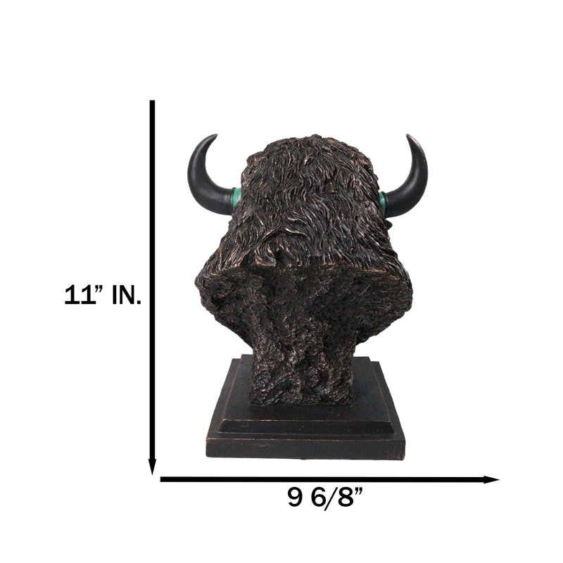 Figurine de buste de bison rustique de l'Ouest avec ornements de cou et cornes de style turquoise