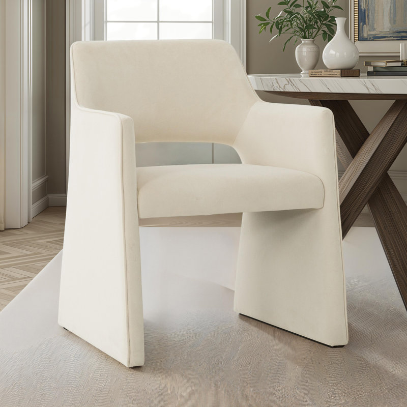 Chaise de salle à manger rembourrée en velours ivoire Maddox (ensemble de 2), Ivoire ivoire