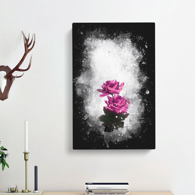 Two Pink Roses - Wrapped Canvas