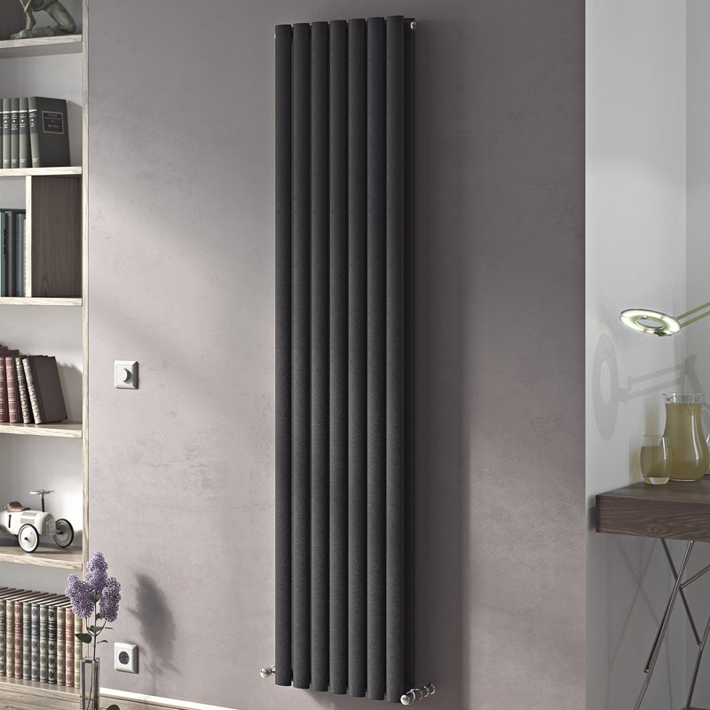 Angela Vertical Designer Radiator, Anthracite, 180cm H x 41cm W x 10.2cm D