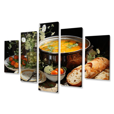 Soup Bouillon Pointill I - Décoration murale aliments et boissons - 5 panneaux