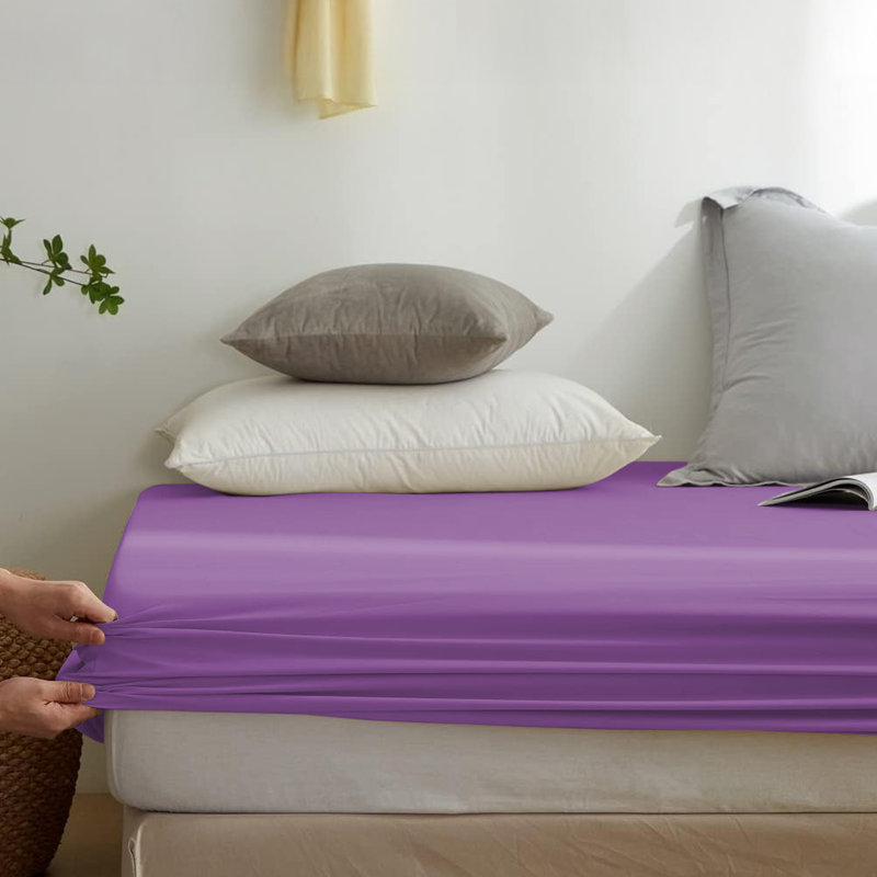 Super Soft Microfiber Deep Pocket Fitted Sheet, Double (4'6), Purple
