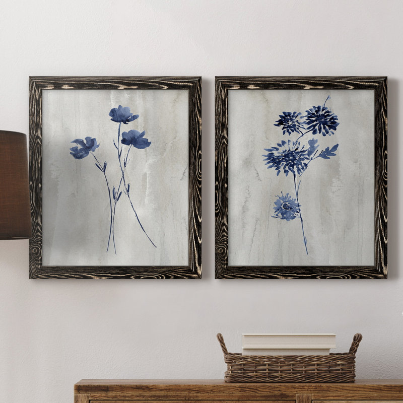Indigo Botanical III - ensemble de 2 reproductions d'impressions, H 24 po x l 36 po x P 1,5 po, Pas de tapis