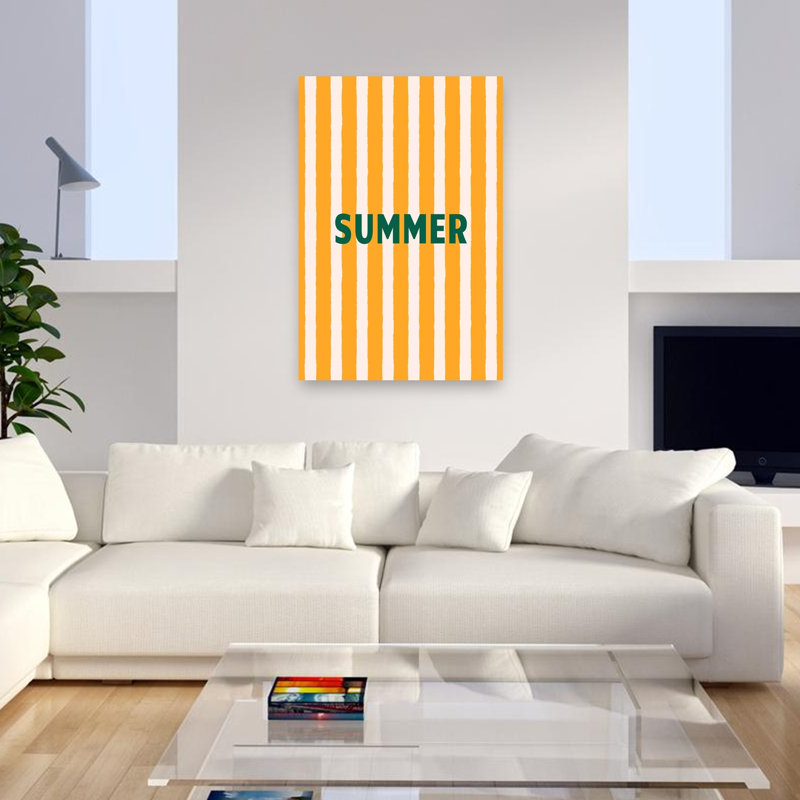 «Sunny Summer Stripes», impression d'art moderne et coloré, 48" H x 32" W