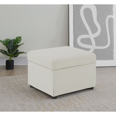 Kammer Upholstered Hydraulic Lift Top Storage Ottoman Beige
