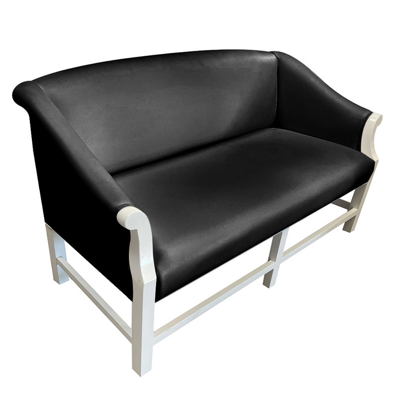 Causeuse 52 po, Similicuir noir, Blanc