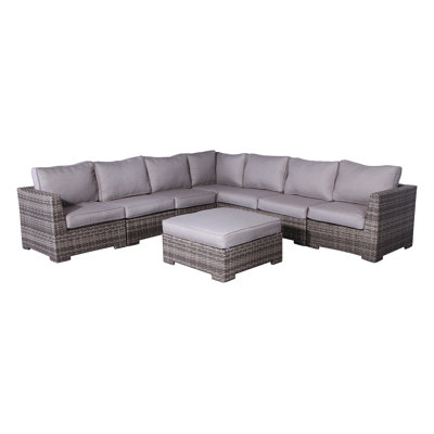 Caron Fully Assembled 122'' Wide Outdoor Wicker Reversible Patio Sectional