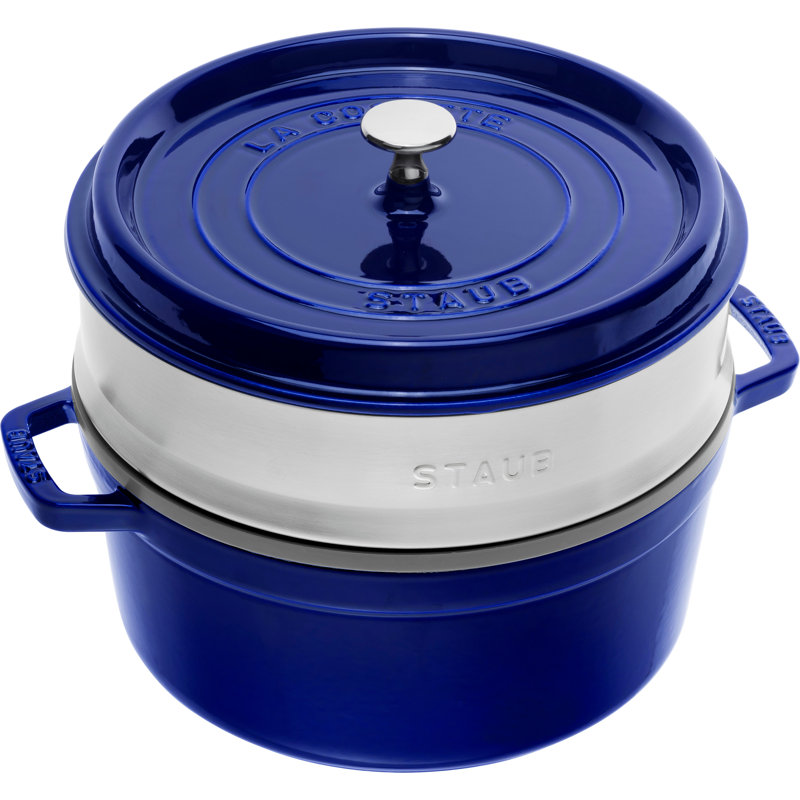STAUB 5.2 l Cast Iron Round Casserole Dish with Lid, Blue