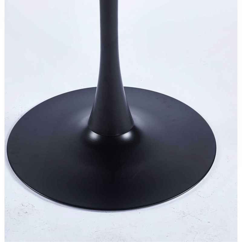 42.1" Black Mid-Century Round MDF Top Dining Table | For 4-6 People, Matte Black