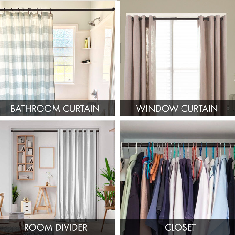 MERIVILLE 1-inch Diameter Metal Spring Tension Rod, Closet Rod, Tension Curtain Rod, Shower Curtain Rod, Adjustable