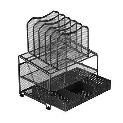 Mesh Desk Organizer with Sliding Drawer