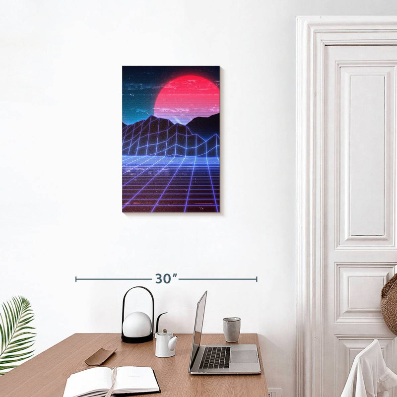Kelan Red Moon Digital Landscape, 24" H x 16" W