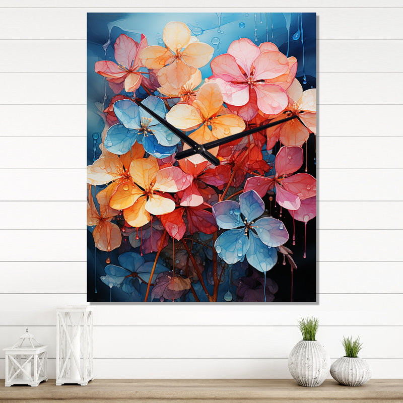 Horloge murale surdimensionnée Hoytsville - Plumeria, Petit