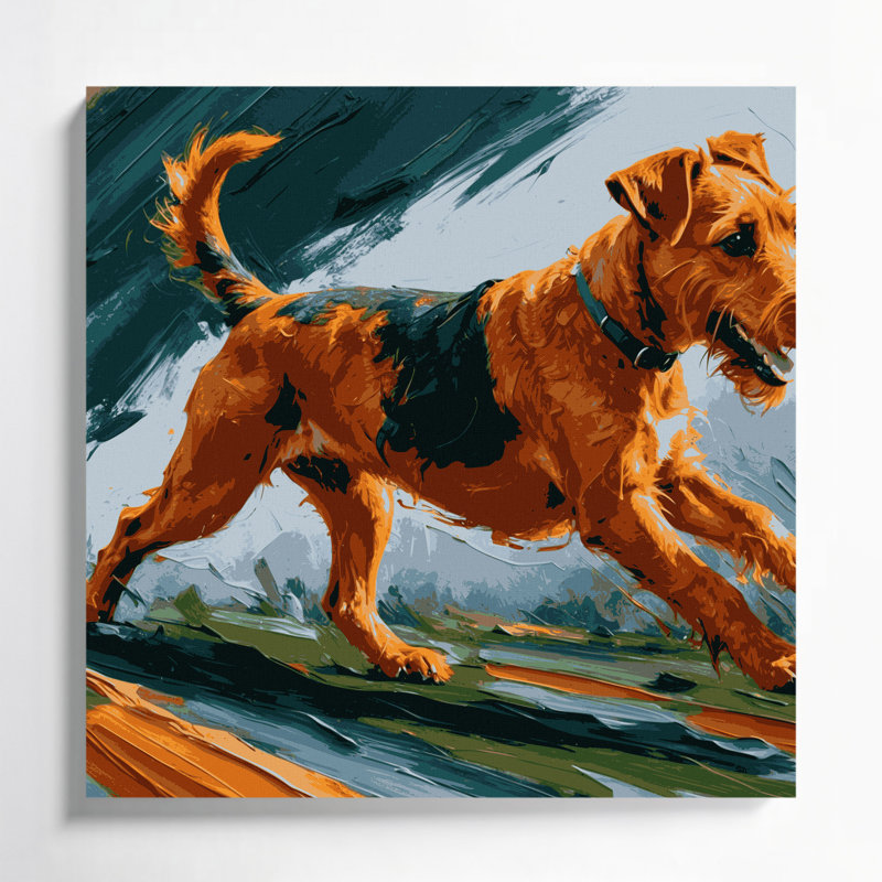 «Dogs Irish Terrier», art mural sur toile brune, H 16 po x l 16 po