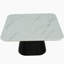 Table basse carrée de style contemporain avec plateau en faux marbre et base tambour