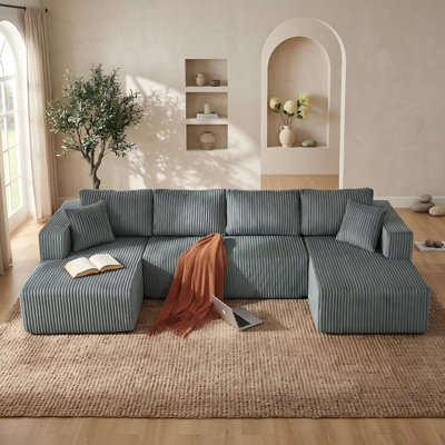 Canapé modulaire en velours côtelé 132 po