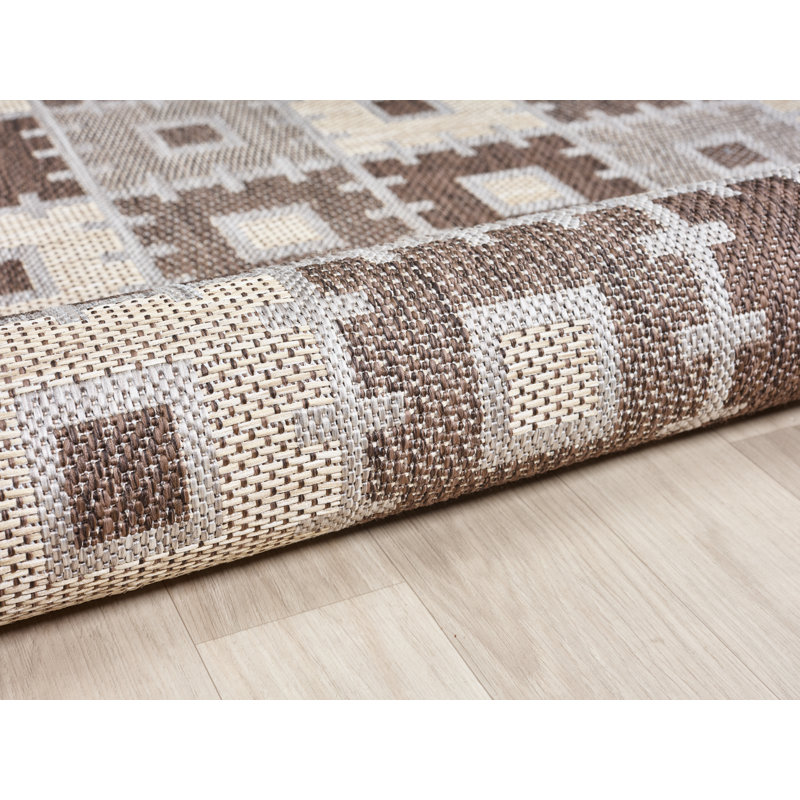 Tapis intérieur / extérieur en polypropylène tissé à la machine Toniana, Sable, 3 pi 3 po x 5 pi