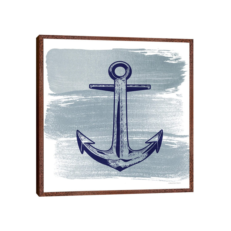 Brushed Midnight Blue Anchor by Bluebird Barn - Print on Canvas, Brown Floater Frame, 66.04 cm H x 66.04 cm W