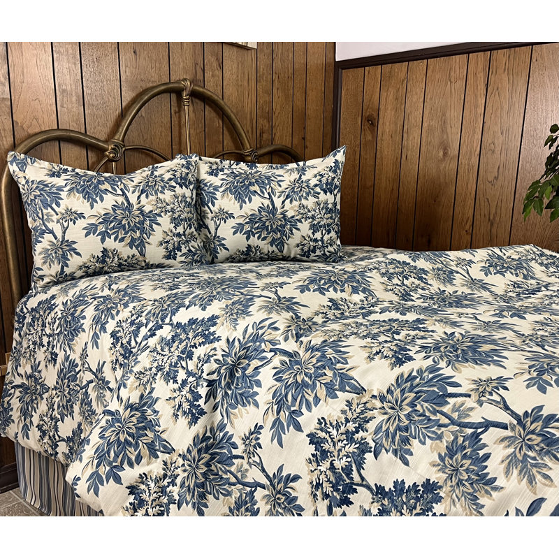Sylvan blue toile oak trees comforter set, Queen Comforter + 2 Standard Shams