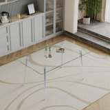 Iverson Glass Top Metal Base Dining Table