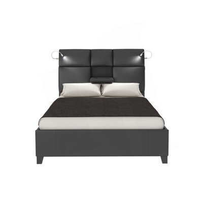 Queen Music Bed Touch Lighting Bluetooth Sound Beverage Tray Black