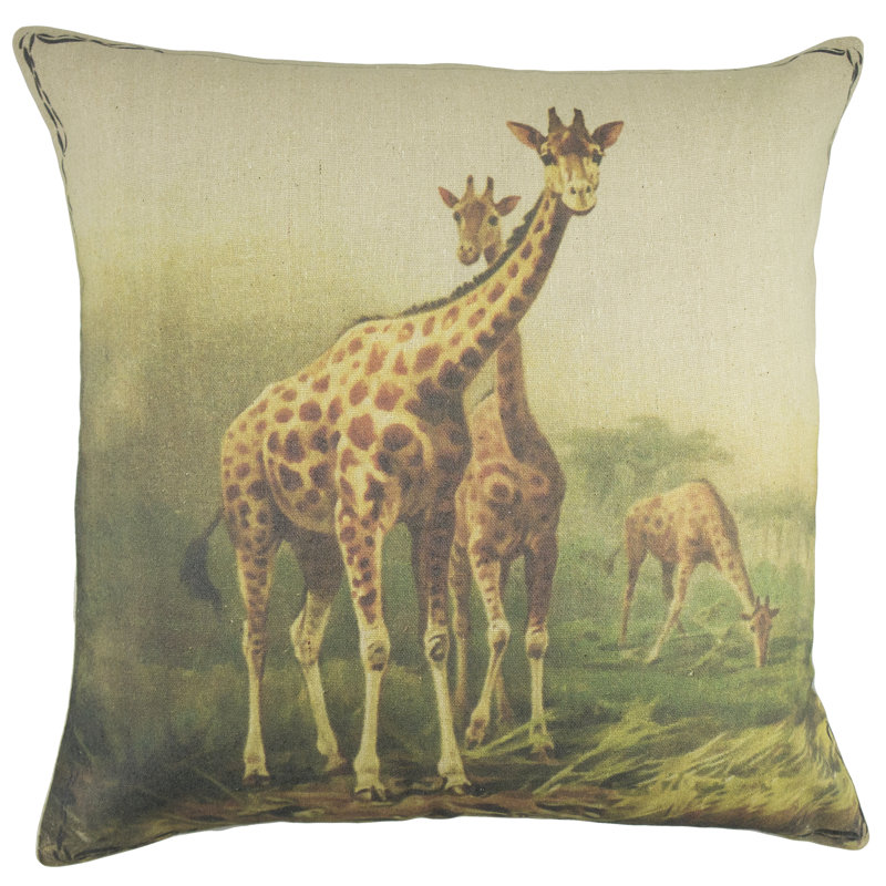 Giraffe Cotton Blend Reversible Throw Pillow