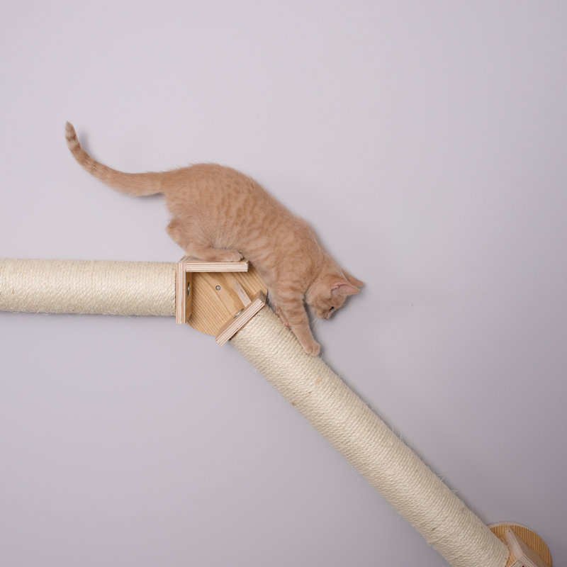 Natural Beige Sisal Wall-Mounted Cat Climbing Bridge