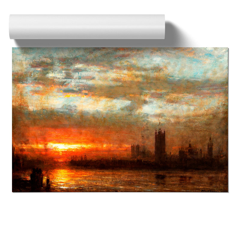 Westminster Sunset by Joseph Mallord William Turner - No Frame Painting, 42cm H x 59cm W x 0.1cm D