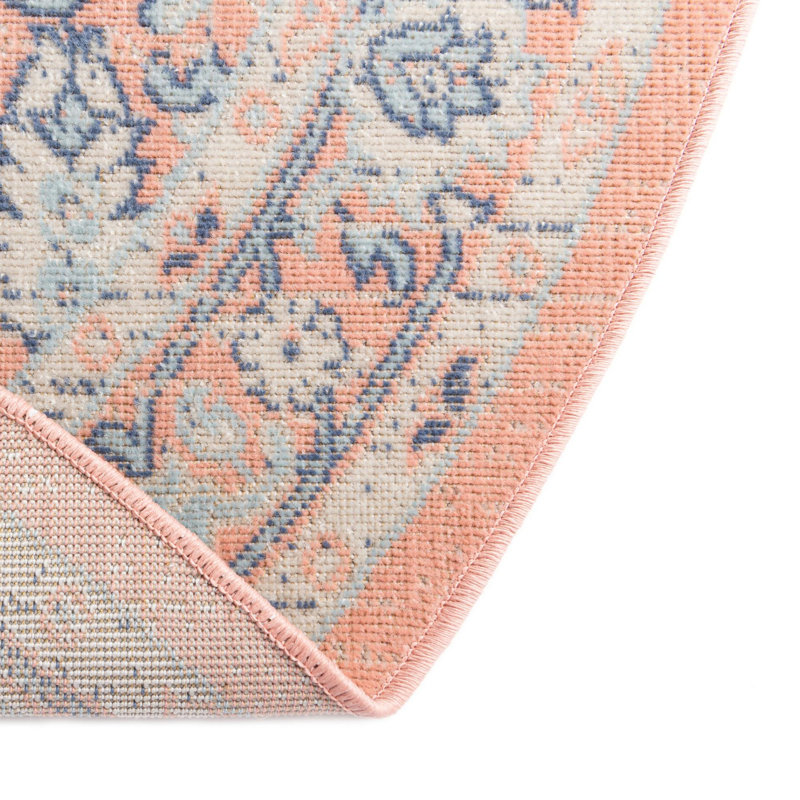 Tapis oriental rose poudré Leea, Ovale 8 pi x 10 pi