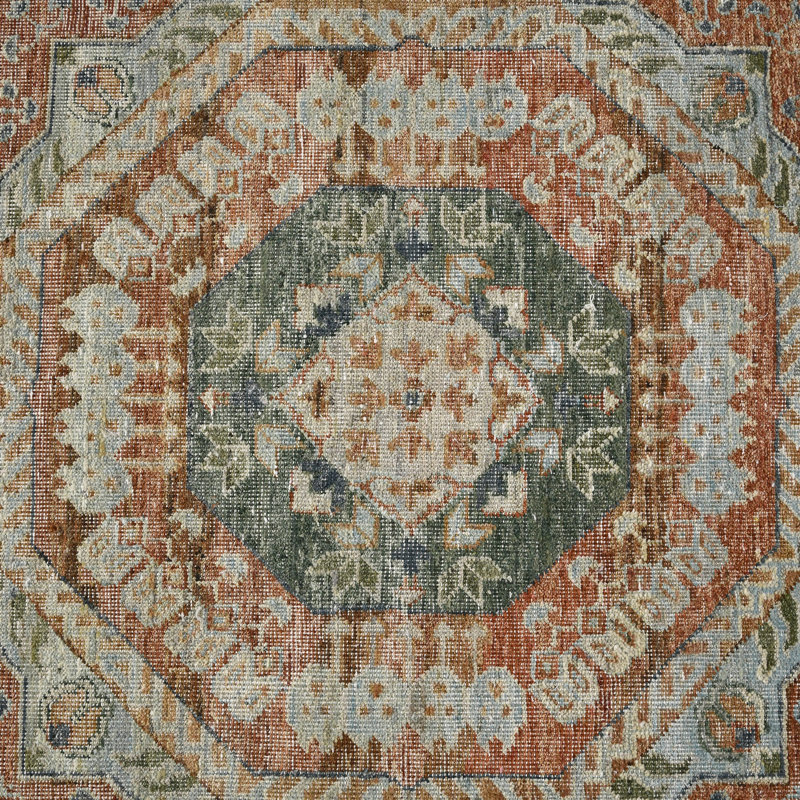 Wool Geometric Area Rug in Blue, Rectangle 2' x 3'