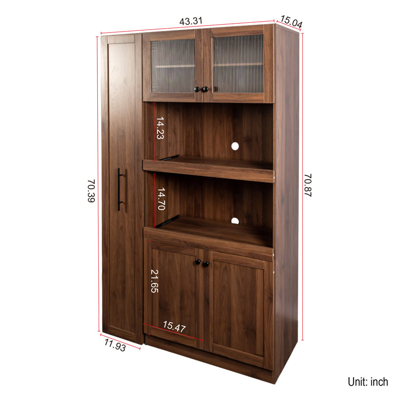 Expandable Farmhouse Kitchen Cabinet with Multi-Tier Pull-Out Storage Shelf System