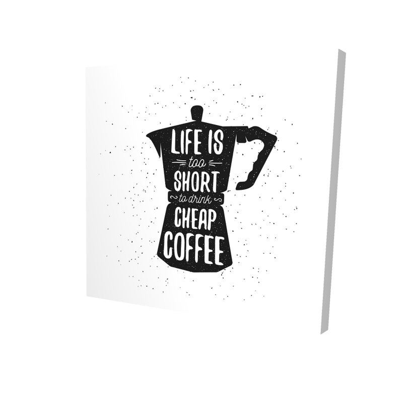 Vie et café sur toile - art de décoration minimaliste, H 24 po x l 24 po