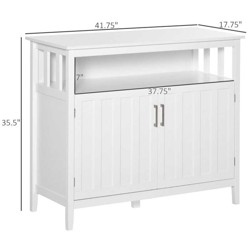 Buffet de cuisine blanc avec 2 portes et tablettes réglables - suffisamment d'espace pour les assiettes