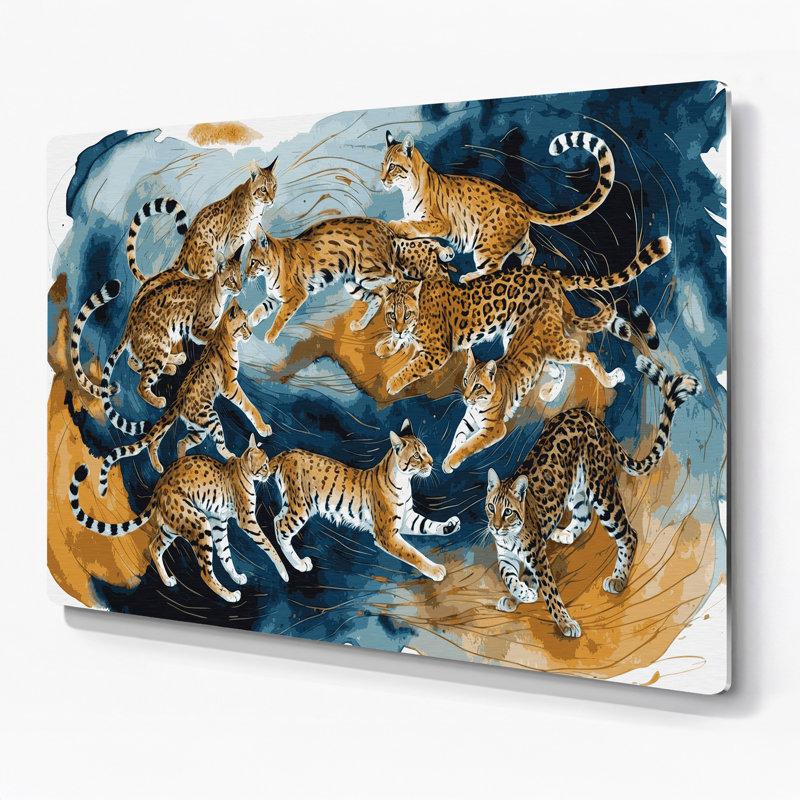 «Big Cats», petits chats sauvages, art mural en métal brun, H 12 po x l 18 po