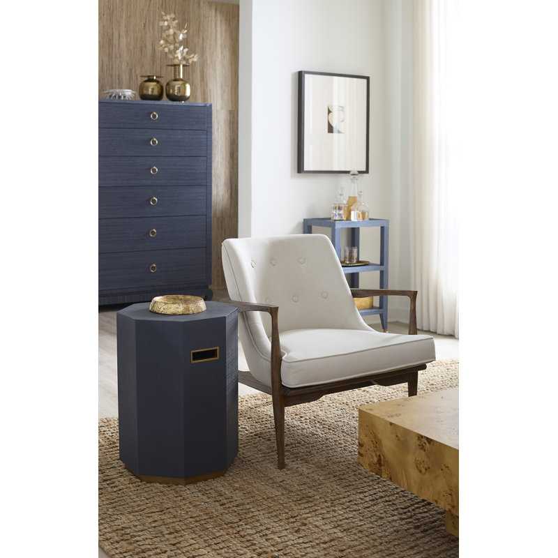 Solid Wood End Table, Storm Blue, Gold