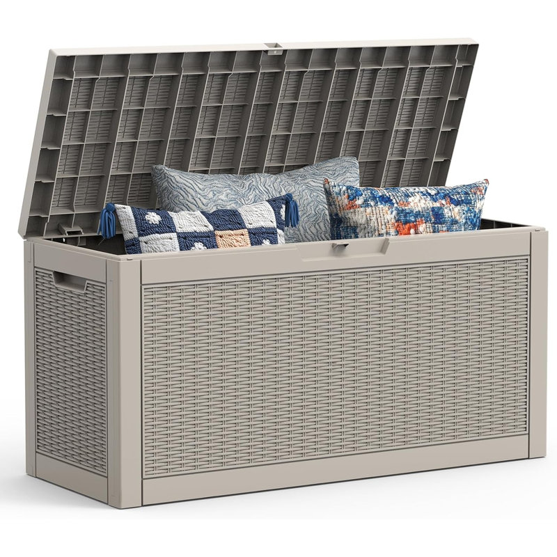 Boîte de rangement pour terrasse 60 gallons, 60 Gallons Water Resistant Grey Resin Deck Box