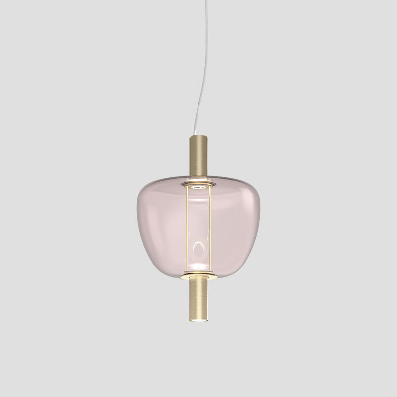 Riflesso Suspension 2L3 Crystal Transparent Matt Copper 2 L3221 Ul, Light Amethyst Transparent, Matte Gold, 2700 Kelvins